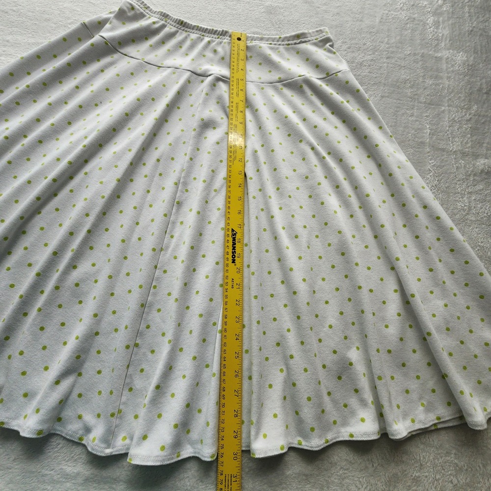 Polka Dot Midi Skirt Womens 3X White Green A-Line Pull On Modest Jersey Feminine - Picture 4 of 12